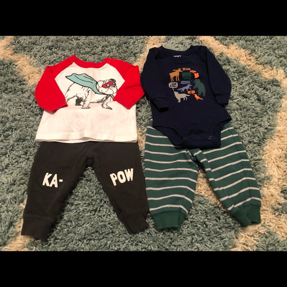 2 Carters Boy Pant Sets sz 6 month